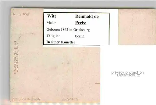AK / Ansichtskarte Kuenstlerkarte Reinhold de Witt Vor dem Ausgang  Kat. Kuenstlerkarte