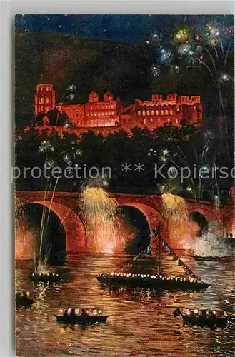 AK / Ansichtskarte Huth F. Heidelberg Schlossbeleuchtung Gedicht  Kat. Kuenstlerkarte