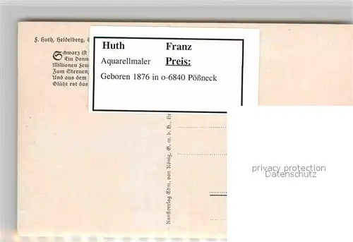 AK / Ansichtskarte Huth F. Heidelberg Schlossbeleuchtung Gedicht  Kat. Kuenstlerkarte