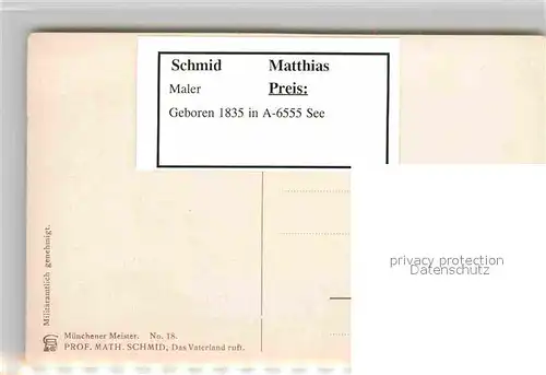 AK / Ansichtskarte Verlag Galerie Muenchner Meister Nr. 18 Matthias Schmid Das Vaterland ruft  Kat. Verlage