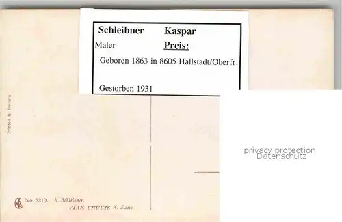 AK / Ansichtskarte Kuenstlerkarte Kaspar Schleibner Via Crucis Nr. 2310 Kat. Kuenstlerkarte