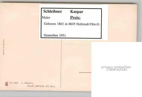 AK / Ansichtskarte Kuenstlerkarte Kaspar Schleibner Via Crucis Nr. 2312 Kat. Kuenstlerkarte