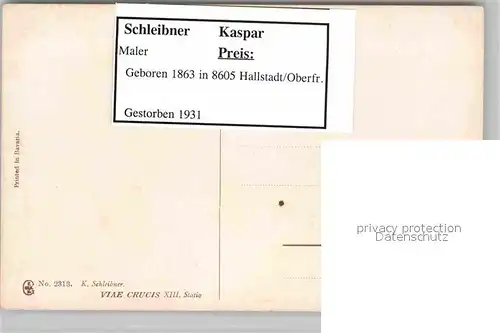 AK / Ansichtskarte Kuenstlerkarte Kaspar Schleibner Via Crucis Nr. 2313 Kat. Kuenstlerkarte