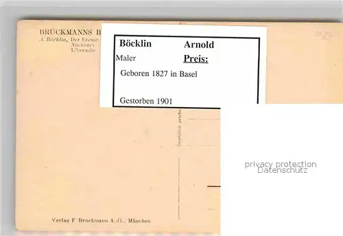 AK / Ansichtskarte Boecklin Arnold Der Eremit Verlag Bruckmann Nr. 19 Kat. Kuenstlerkarte