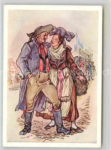 AK / Ansichtskarte Kuenstlerkarte Benno Eggert Trachten Bayern Oberfranken um 1830 Kat. Kuenstlerkarte
