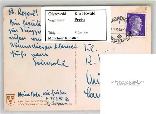 AK / Ansichtskarte Kuenstlerkarte Karl Ewald Olszewski Hoeckerschwaene im aufkommenden Sturm Kat. Kuenstlerkarte