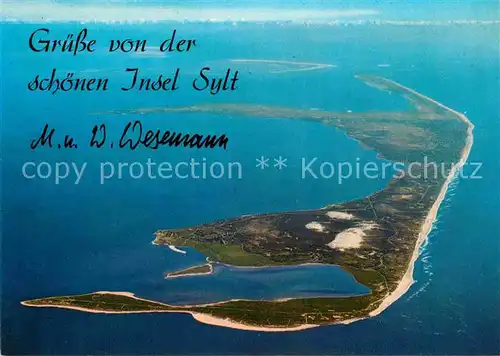 AK / Ansichtskarte Insel Sylt von Norden gesehen Fliegeraufnahme Kat. Westerland
