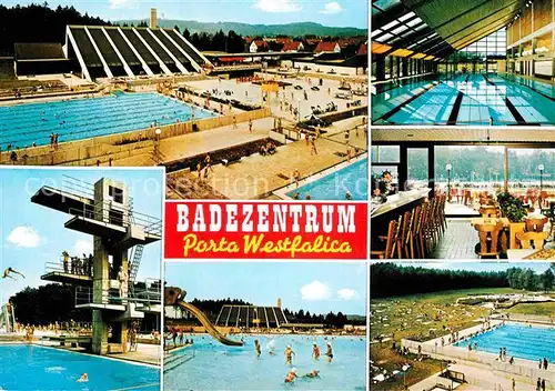 AK / Ansichtskarte Porta Westfalica Badezentrum Freibad Sprungturm Hallenbad Kat. Porta Westfalica