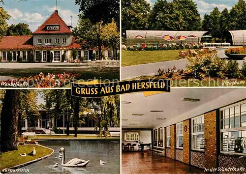 AK / Ansichtskarte Bad Hersfeld Wandelhalle Liegehalle Kurparkteich Schwan Kat. Bad Hersfeld