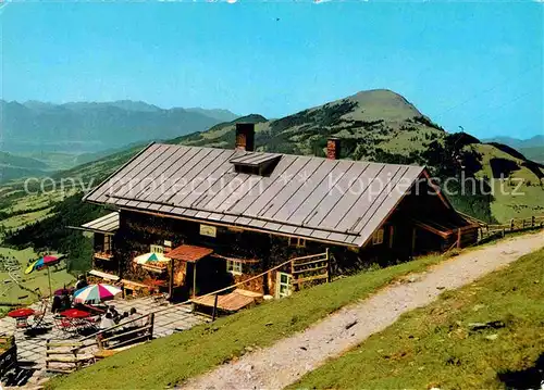 AK / Ansichtskarte Westendorf Tirol Unterkunftshuette Alpenrose am Nachsoellberg gegen Hohe Salve Kat. Westendorf