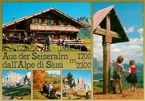 AK / Ansichtskarte Seiser Alm Berggaststaette Kreuz Bergwandern Dolomiten Kat. Seis am Schlern Kastelruth Suedtirol