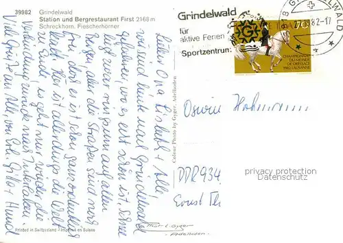 AK / Ansichtskarte Grindelwald Firstbahn Station Bergrestaurant Schreckhorn Fischerhoerner Winterpanorama Berner Alpen Kat. Grindelwald
