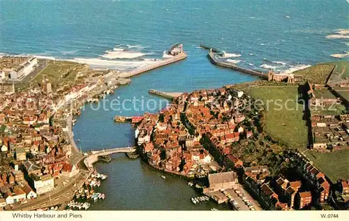 AK / Ansichtskarte Whitby UK Fliegeraufnahme Harbour and Piers Kat. Ellesmere Port & Neston