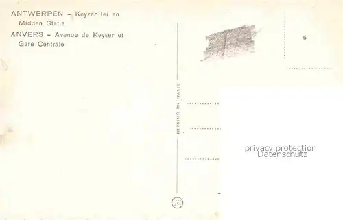 AK / Ansichtskarte Antwerpen Anvers Keyzer lei en Midden Statis Strassenbahn Kat. 