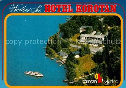 AK / Ansichtskarte Sekirn Woerther See Hotel Korotan Fliegeraufnahme