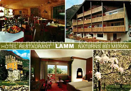AK / Ansichtskarte Naturns Merano Hotel Restaurant Lamm Gastraum Zimmer  Kat. Naturno