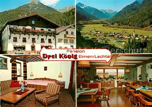 AK / Ansichtskarte Elmen Tirol Pension Drei Koenig Zimmer Gastraum Panorama
