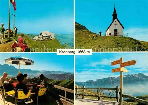 AK / Ansichtskarte Gonten Luftseilbahn Jakobsbad Kronberg Berggasthaus Kapelle Terrasse Saentiskette Appenzeller Alpen Kat. Gonten