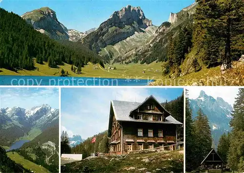 AK / Ansichtskarte Plattenboedeli Bruelisau Berggasthaus zum Saemtisersee Appenzeller Alpen Kat. Bruelisau