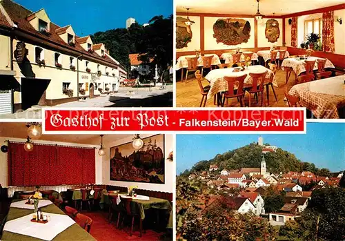 AK / Ansichtskarte Falkenstein Oberpfalz Gasthof zur Post Gastraeume Ortsansicht Kat. Falkenstein