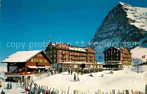 AK / Ansichtskarte Kleine Scheidegg Wengen Berghotels mit Eiger Wintersportplatz Berner Alpen Kat. Scheidegg Kleine