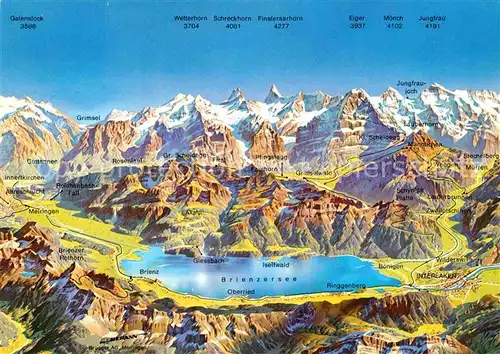 AK / Ansichtskarte Brienzersee BE und Umgebung Jungfrauregion Alpenpanorama aus der Vogelperspektive Kat. Brienz