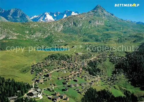 AK / Ansichtskarte Bettmeralp VS Panorama mit Olmenhorn Schoenbuehlhorn Wannenhorn Bettmerhorn Walliser Alpen Fliegeraufnahme Kat. Bettmeralp