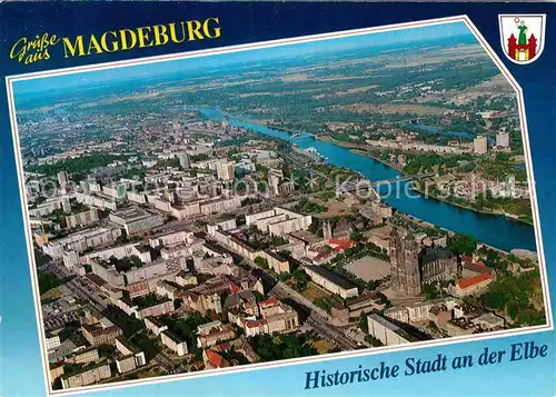 AK / Ansichtskarte Magdeburg Historische Stadt an der Elbe Fliegeraufnahme Kat. Magdeburg