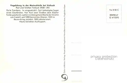 AK / Ansichtskarte Volkach Vogelsburg in der Mainschleife Fliegeraufnahme Kat. Volkach Main