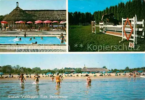 AK / Ansichtskarte Ca Corniani Camping Villaggio San Francesco Strand Swimming Pool Springreiten