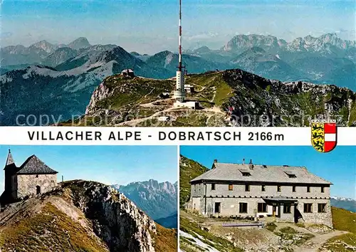 AK / Ansichtskarte Villacher Alpe gegen die Karnischen Alpen Sendeturm Kirche Ludwig Walter Haus Kat. Dobratsch Gailtaler Alpen Kaernten