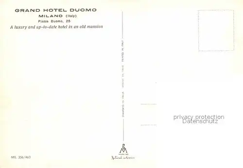 AK / Ansichtskarte Milano Grand Hotel Duomo Kat. Italien