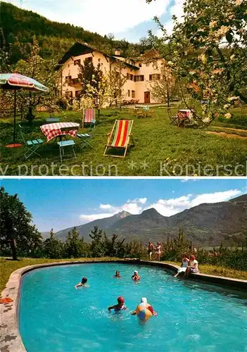 AK / Ansichtskarte Lana Meran Gutspension Garni Scheibnerhof Liegewiese Swimming Pool Kat. Italien