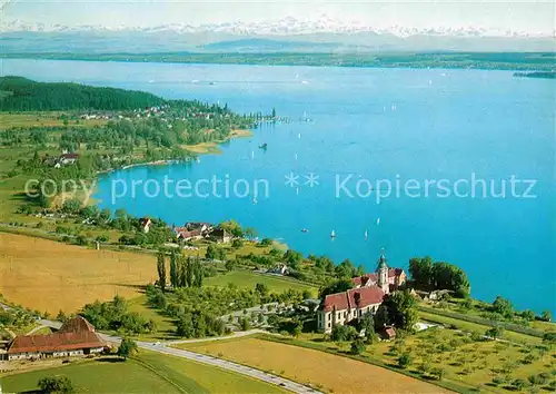 AK / Ansichtskarte Birnau Bodensee Basilika Alpenkette Original Fliegeraufnahme Kat. Uhldingen Muehlhofen