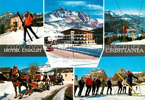 AK / Ansichtskarte La Villa Val Badia Hotel Chalet Christiana Wintersportplatz Dolomiten Pferdeschlitten