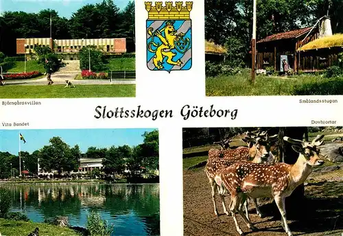 AK / Ansichtskarte Goeteborg Slottsskogen Bjaerngardsvillan Smalandsstugan Vita Bandet Dovhjortar Kat. 