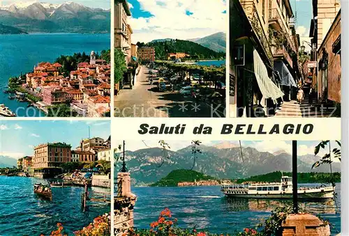 AK / Ansichtskarte Bellagio Lago di Como Panorama Promenade Gaesschen Fahrgastschiffe