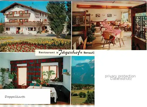 AK / Ansichtskarte Bernau Chiemsee Restaurant Jaegerhof Gastraeume Panorama Kat. Bernau a.Chiemsee