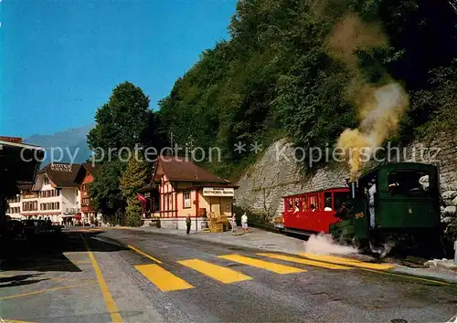 AK / Ansichtskarte Brienz BE Abfahrt der Rothornbahn Dampflokomotive Kat. Brienz