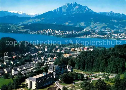 AK / Ansichtskarte Luzern LU Kurhaus Sonnmatt Vierwaldstaettersee Alpenpanorama Fliegeraufnahme Kat. Luzern