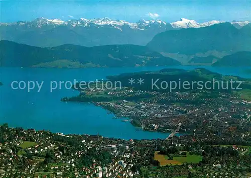 AK / Ansichtskarte Luzern LU Vierwaldstaettersee Alpenpanorama Fliegeraufnahme Kat. Luzern