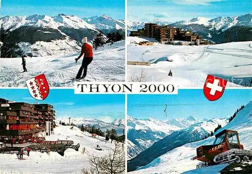 AK / Ansichtskarte Thyon Berghotel Wintersportplatz Skipiste Winterpanorama Alpen Kat. Thyon