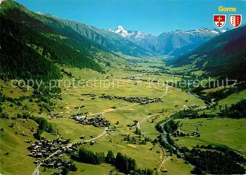 AK / Ansichtskarte Goms VS Talblick Alpenpanorama Fliegeraufnahme Kat. Muenster Geschinen