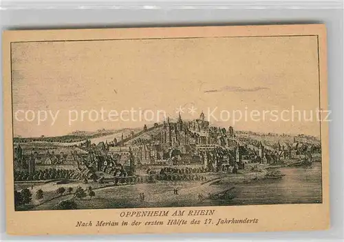 AK / Ansichtskarte Oppenheim Merian 17 Jahrhundert Panorama Kat. Oppenheim Rhein