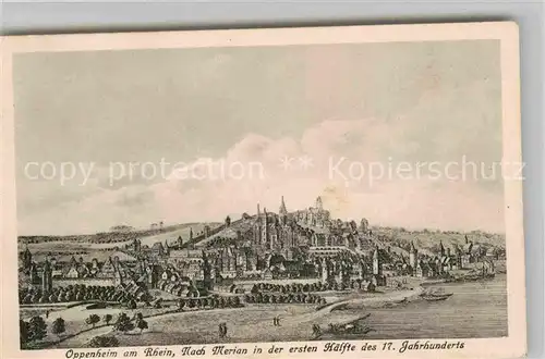 AK / Ansichtskarte Oppenheim Merian 17 Jahrhundert Panorama Kat. Oppenheim Rhein