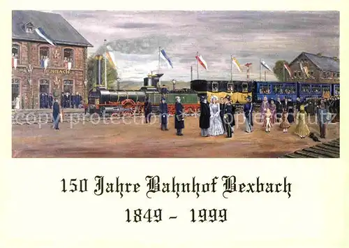 AK / Ansichtskarte Eisenbahn 150 Jahre Bahnhof Bexbach 1849 1999 Franz Josef Theisen  Kat. Eisenbahn