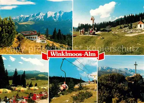 AK / Ansichtskarte Winklmoos Winkelmoos Winklmoos Alm Bergwandern Sessellift Gipfelkreuz Alpenpanorama Kat. Reit im Winkl