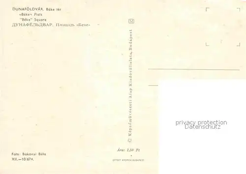 AK / Ansichtskarte Dunafoeldvar Beke ter Platz
