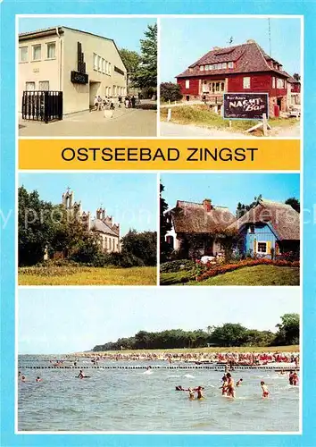 AK / Ansichtskarte Zingst Ostseebad FDGB Urlauberrestaurant Nordlicht Kurhaus Kirche Katen Stoertebekerstrasse Strand Kat. Zingst Darss