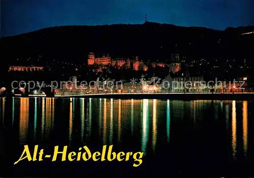 AK / Ansichtskarte Heidelberg Neckar Alte Bruecke und Schloss bei Nacht Kat. Heidelberg
